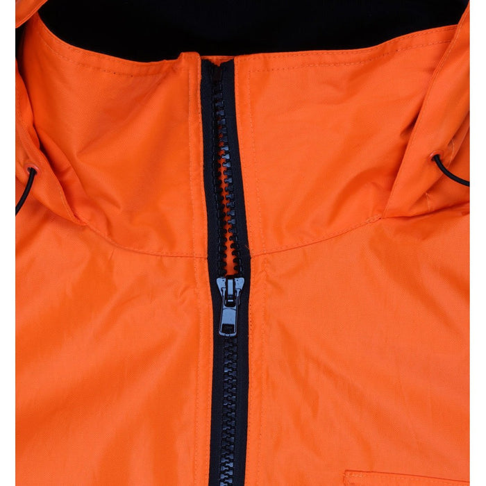 Two Tone Value Bomber Jacket, Class 3,  Quilted Rain Jacket, Fluorescent Orange / Black with Silver Reflective Stripes