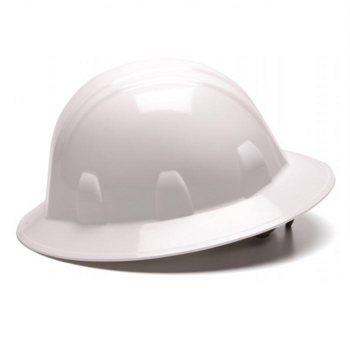 Pyramex SL Series Hard Hat, Full Brim, 4 Point Ratchet Suspension, White - HP24110