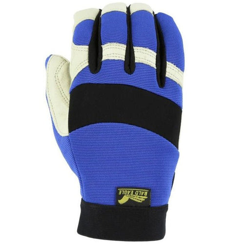 Bald Eagle Mechanics Glove with Pigskin Palm and Stretch Knit Back, Blue, 2152 - BHP Safety Products