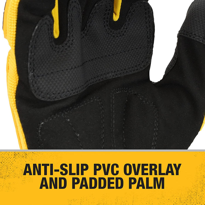 Dewalt DPG781 Performance Mechanic Work Glove with Anti-Slip PVC Overlay, Yellow / Black, 1 Pair - BHP Safety Products