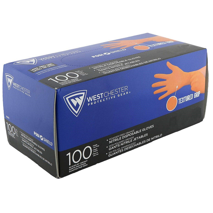 PosiShield Disposable Nitrile Gloves, Powder Free with Textured Grip, 7 MIL, Hi-Vis Orange - BHP Safety Products